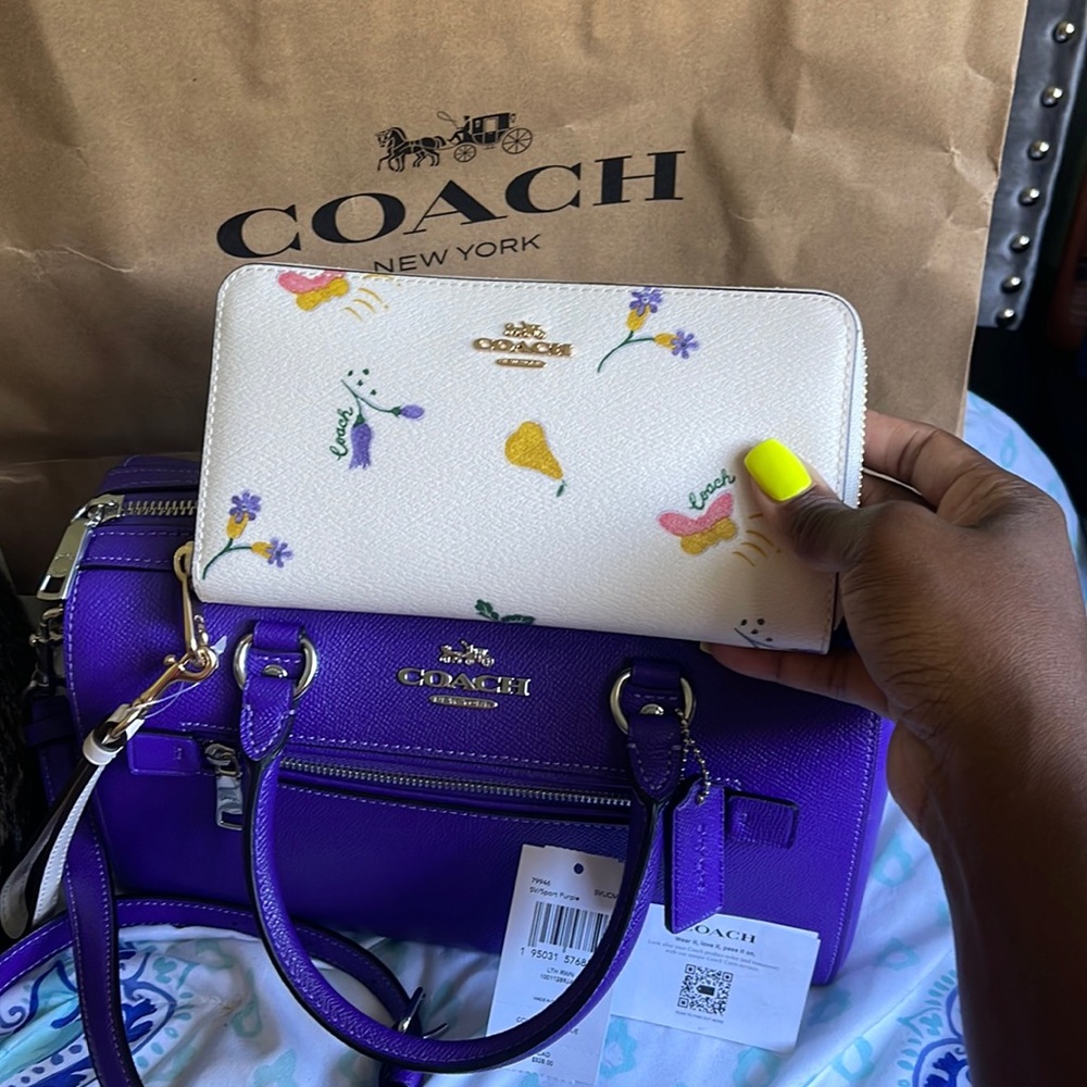 Authentic Coach Brand Purple Rowan edition purse and wallet set